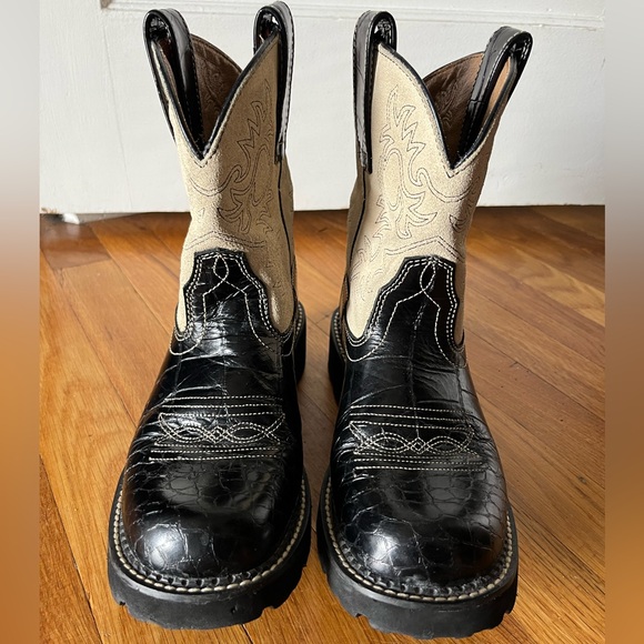 Ariat FATBABY Black Gator/Sand Boots Women’s Sz 8B - Picture 5 of 8